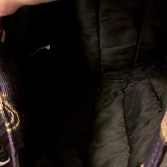 Red Hat Society Purple and Red Quilted Tapestry Fabric Two Handle Laptop Tote - Picture 4 of 4